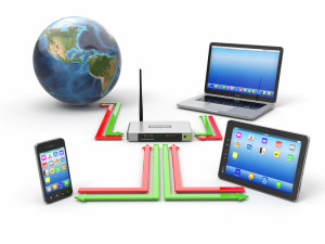 Concept of home network. Sync devices